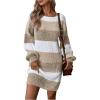 image:imageSOLY HUX Sweater Dresses for Women 2025 Long Sleeve Striped Knit Dress Fall Winter Dresses for Women TrendyKhaki Colorblock