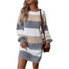 image:imageSOLY HUX Sweater Dresses for Women 2025 Long Sleeve Striped Knit Dress Fall Winter Dresses for Women TrendyMulticoloured