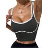 image:imageSOLY HUX Womens Athletic Tops Scoop Neck Sleeveless Contrast Binding Workout Yoga Crop Tank TopDark Grey
