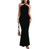 image:imageSOLY HUX Womens Bodycon Maxi Dress Halter Neck Sleeveless Backless Twist Party Club Going Out Long DressesPure Black