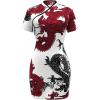 image:imageSOLY HUX Womens Cheongsam Dress Chinese Traditional Dragon Print Qipao Bodycon Mini DressWhite Dragon