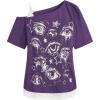 image:imageSOLY HUX Womens Gothic Grunge Cold Shoulder Short Sleeve T Shirts 2 in 1 Asymmetrical Tee TopsViolet Purple