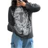image:imageSOLY HUX Womens Gothic Oversized Tops Long Sleeve Crew Neck Graphic Tee Shirts Y2k Grunge ClothesDark Grey