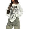 image:imageSOLY HUX Womens Gothic Oversized Tops Long Sleeve Crew Neck Graphic Tee Shirts Y2k Grunge ClothesWhite Graphic