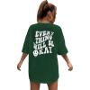 image:imageSOLY HUX Womens Graphic Oversized Tees Letter Print Summer Tops Vintage Half Sleeve Loose Casual T ShirtsDark Green and White