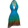 image:imageSOLY HUX Womens Halter Mini Dress Flowy Backless Deep V Neck Summer Casual Beach DressesGreen Blue