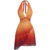 image:imageSOLY HUX Womens Halter Mini Dress Flowy Backless Deep V Neck Summer Casual Beach DressesOrange Multi