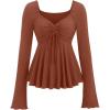 image:imageSOLY HUX Womens Peplum Tops Long Sleeve Babydoll Shirts Y2k Cute Tie Front Sweetheart Neckline TopBurnt Orange