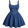 image:imageSOLY HUX Womens Plus Size Scoop Neck Denim Dress Sleeveless A Line Flowy Mini Jean DressesPlain Blue