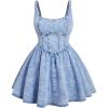 image:imageSOLY HUX Womens Plus Size Scoop Neck Denim Dress Sleeveless A Line Flowy Mini Jean DressesPlain Light Blue
