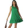 image:imageSOLY HUX Womens Ruffle Hem Sleeveless Tank Dress Round Neck Casual Jacquard Hem Smock Summer Mini DressesSolid Green