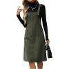 image:imageSOLY HUX Womens Square Neck Sleeveless Corduroy Dress Knee Length Fall Overall Dresses with PocketsArmy Green