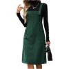 image:imageSOLY HUX Womens Square Neck Sleeveless Corduroy Dress Knee Length Fall Overall Dresses with PocketsPlain Green