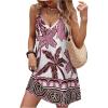 image:imageSOLY HUX Womens Summer Boho Printed Mini Dress V Neck Spaghetti Strap Flowy Vacation Cami Dresses SundressPink Printed