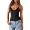 image:imageSOLY HUX Womens Summer Cami Tops Slim Fit V Neck Spaghetti Strap Criss Cross Going Out Top CamisolePlain Black