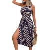 image:imageSOLY HUX Womens Summer Printed One Shoulder Dress Cut Out Split Hem Flowy Midi DressesMulticoloured Geometric