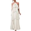 image:imageSOLY HUX Womens Sundresses Ruffle Layered Halter Flowy Maxi Dress Elegant Wedding Guest DressesPlain Apricot