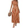 image:imageSOLY HUX Womens Tie Backless Cut Out Halter Dress Deep V Neck High Split Long Flowy DressesOrange Geometric