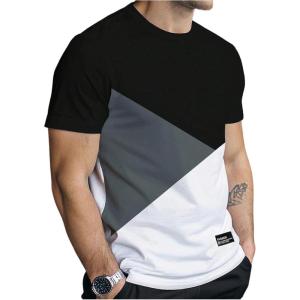 image:imageSOLY HUX Mens Casual T Shirts Short Sleeve Crew Neck Color Block Graphic Tees Shirt Summer TopsBlack Grey White