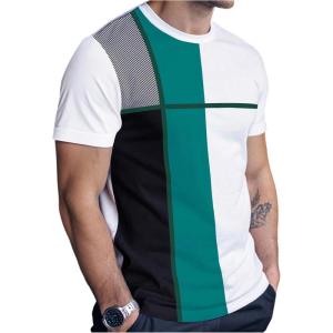 image:imageSOLY HUX Mens Casual T Shirts Short Sleeve Crew Neck Color Block Graphic Tees Shirt Summer TopsGreen Multi