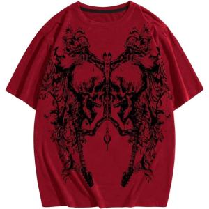 image:imageSOLY HUX Mens Gothic Graphic Tees Short Sleeve Summer Y2k Shirts Streetwear Tops Grunge ClothesRed Graphic