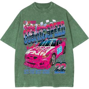 image:imageSOLY HUX Mens Graphic Print TShirt Vintage Drop Shoulder Short Sleeve Casual Loose Tees Summer OutfitsGreen Graphic