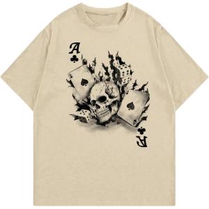 image:imageSOLY HUX Mens Graphic Short Sleeve TShirt Gothic Skull Print Crew Neck Tee Tops StreetwearApricot Graphic