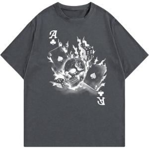 image:imageSOLY HUX Mens Graphic Short Sleeve TShirt Gothic Skull Print Crew Neck Tee Tops StreetwearGrey Graphic