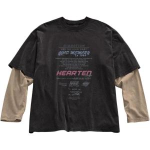 image:imageSOLY HUX Mens Letter Graphic Tees Long Sleeve Shirts Y2K Crew Neck 2 in 1 TShirt Oversized Tops StreetwearBlack Printed