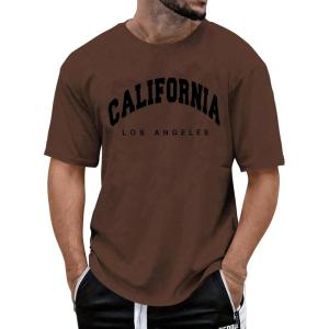 image:imageSOLY HUX Mens Letter Print Graphic T Shirt Short Sleeve Round Neck Summer Tee TopsCoffee Brown Letter Printed