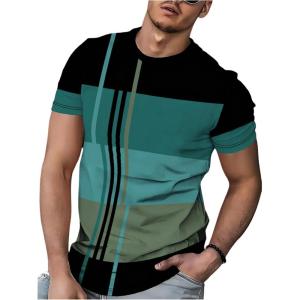 image:imageSOLY HUX Mens Summer Striped Color Block Tees Casual Crew Neck Short Sleeve T ShirtsBlack and Green