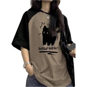 image:imageSOLY HUX Womens Cute Graphic T Shirts Preppy Baggy Tees Raglan Sleeve Aesthetic Oversized Tops StreetwearBrown Black Multi