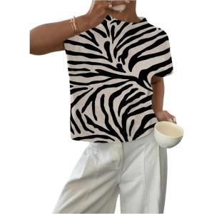 image:imageSOLY HUX Womens Short Sleeve Sweater 3D Floral Sweaters Pullover Tank Tops Knit Vest Trendy Fashion ClothingBeige Striped