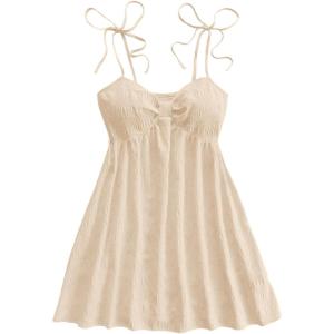 image:imageSOLY HUX Womens Tie Shoulder Y2k Cami Sun Dress Cute Spaghetti Strap Casual Summer A Line Short Mini DressesPure Apricot