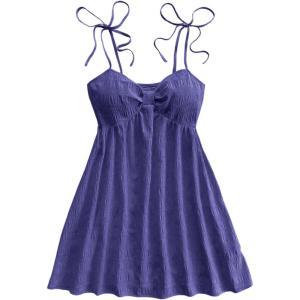 image:imageSOLY HUX Womens Tie Shoulder Y2k Cami Sun Dress Cute Spaghetti Strap Casual Summer A Line Short Mini DressesPure Dusty Blue