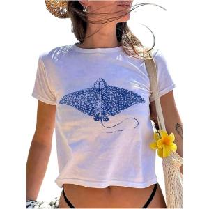 image:imageSOLY HUX Womens Y2k Graphic Tees Short Sleeve Aesthetic Vintage T Shirt Summer Crop TopsWhite Graphic