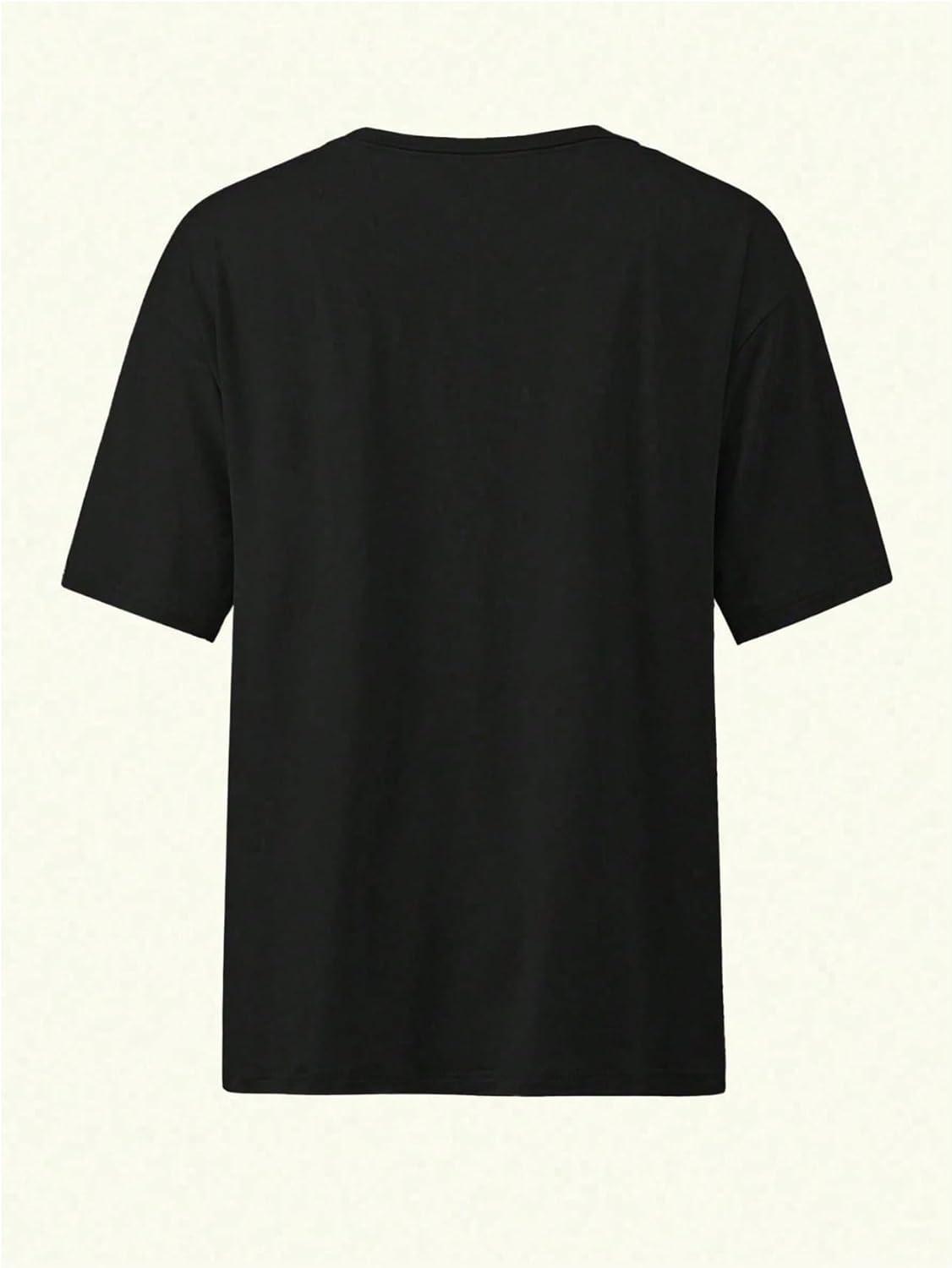 image:imageSOLY HUX Womens Letter Print Graphic Tees Crew Neck Short Sleeve Oversized T Shirt Vintage Summer TopsBlack Letter