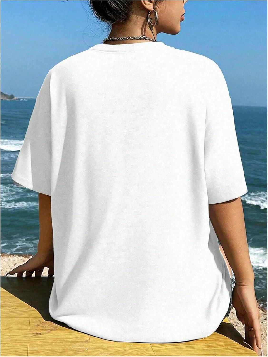 image:imageSOLY HUX Womens Letter Print Graphic Tees Crew Neck Short Sleeve Oversized T Shirt Vintage Summer TopsWhite Letter