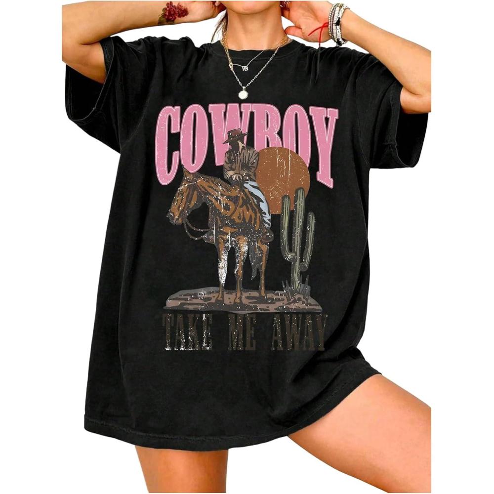 image:imageSOLY HUX Womens Vintage Graphic Tees Short Sleeve Oversized T Shirt Western Country Concert Summer Tops StreetwearBlack Graphic