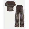 image:imageSOLY HUX Girls Clothes 2 Piece Set Bow Print Short Sleeve T Shirt and Long Pants OutfitsBrown Grey Striped