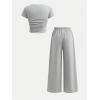 image:imageSOLY HUX Girls Clothes 2 Piece Set Bow Print Short Sleeve T Shirt and Long Pants OutfitsGrey Letter