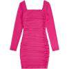 image:imageSOLY HUX Girls Square Neck Long Sleeve Ruched Bodycon Mini DressPlain Hot Pink
