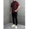 image:imageSOLY HUX Mens Casual Button Down Shirt Textured Short Sleeve Collared Summer ShirtsBurgundy