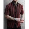 image:imageSOLY HUX Mens Casual Button Down Shirt Textured Short Sleeve Collared Summer ShirtsBurgundy