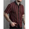 image:imageSOLY HUX Mens Casual Button Down Shirt Textured Short Sleeve Collared Summer ShirtsBurgundy