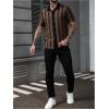 image:imageSOLY HUX Mens Casual Button Down Shirt Textured Short Sleeve Collared Summer ShirtsPlain Coffee Brown