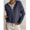 image:imageSOLY HUX Pullover Sweaters for Women Long Sleeve Button Crew Neck 2 in 1 Knitted Oversized TopsDark Blue
