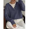 image:imageSOLY HUX Pullover Sweaters for Women Long Sleeve Button Crew Neck 2 in 1 Knitted Oversized TopsDark Blue