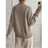 image:imageSOLY HUX Pullover Sweaters for Women Long Sleeve Button Crew Neck 2 in 1 Knitted Oversized TopsPure Apricot