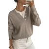 image:imageSOLY HUX Pullover Sweaters for Women Long Sleeve Button Crew Neck 2 in 1 Knitted Oversized TopsPure Apricot